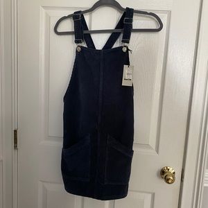 TopShop Navy Corduroy Overall Dress